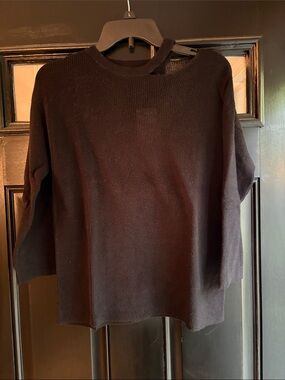 Halogen black 3/4 sleeve Ribbed Knit lightweight sweater